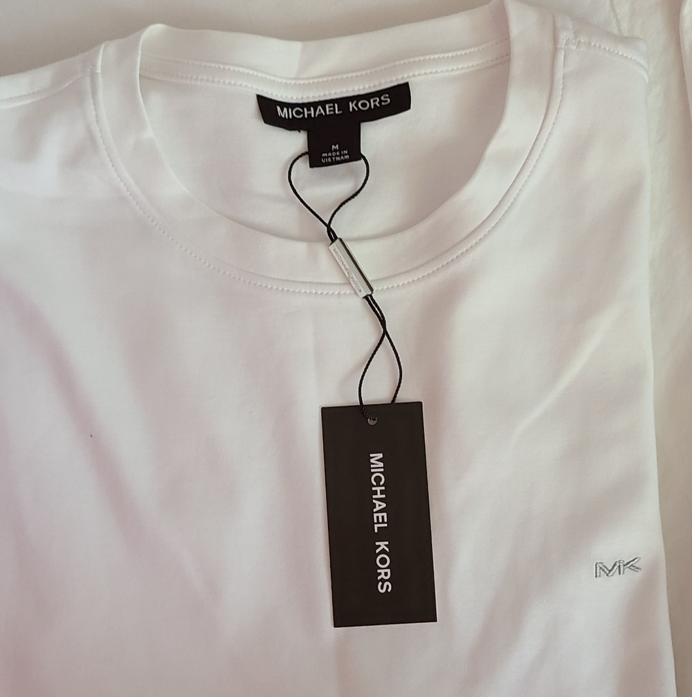 Michael Kors Men’s White Crewneck Tee with Subtle MK Logo